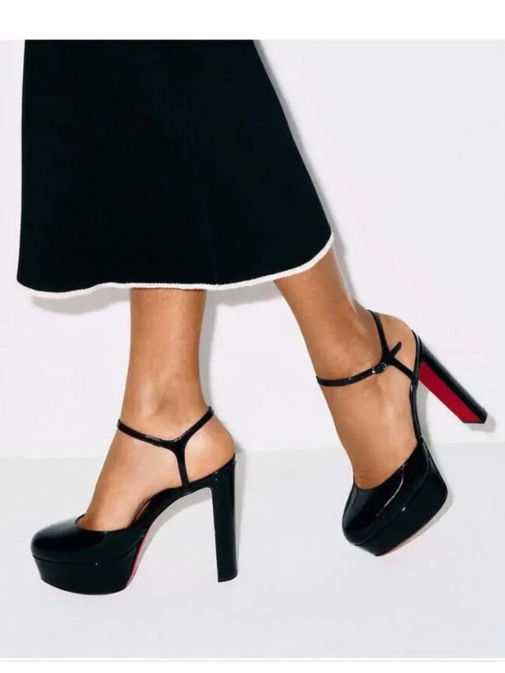Christian Louboutin Loo Pump 130 Patent Leather in Black AUTHENTIC